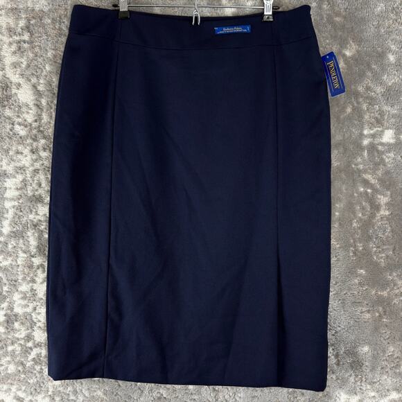 NEW Pendleton Petite Size 16 Career Minimalist Wool Midi Pencil Skirt Navy Zip - Picture 1 of 12